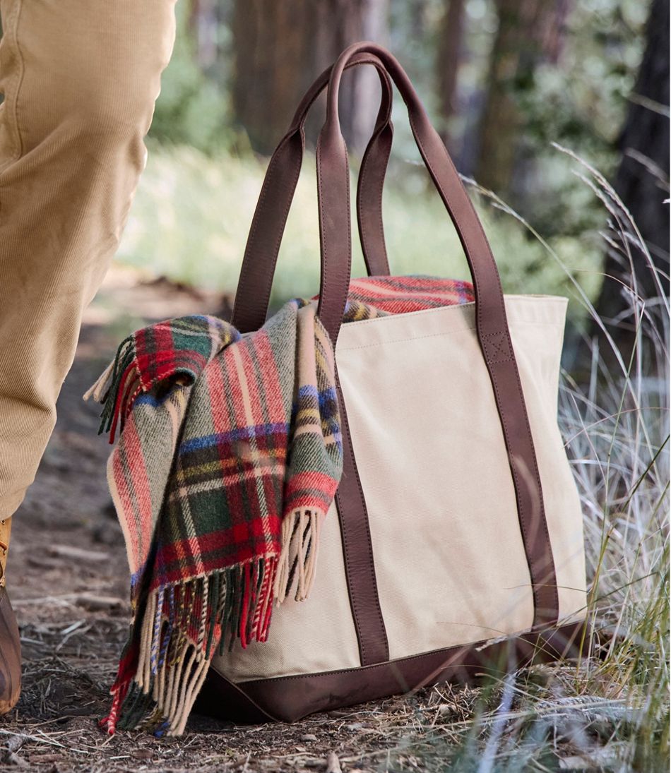 Leather-Trim Waxed Canvas Tote | L.L.Bean Great Value