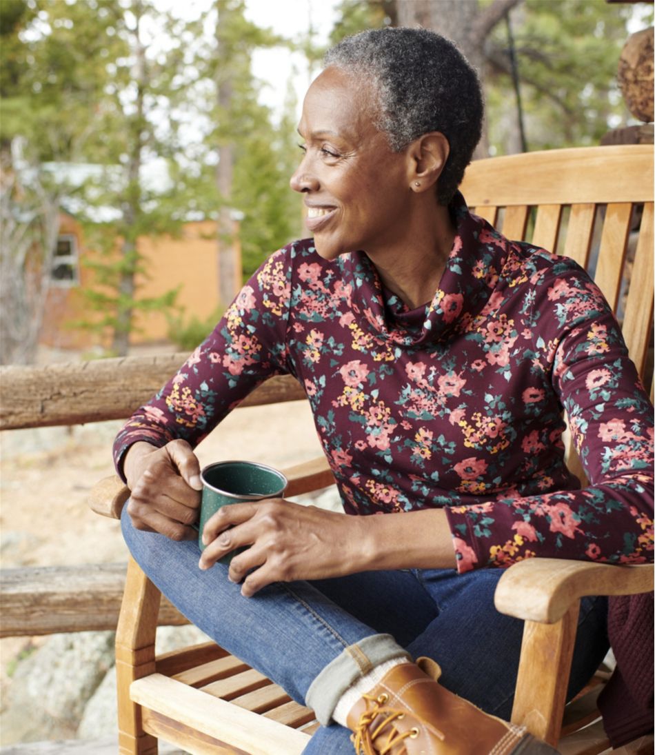 Women's Pima Cotton Tee, Long-Sleeve Cowlneck Print | L.L.Bean Exclusive
