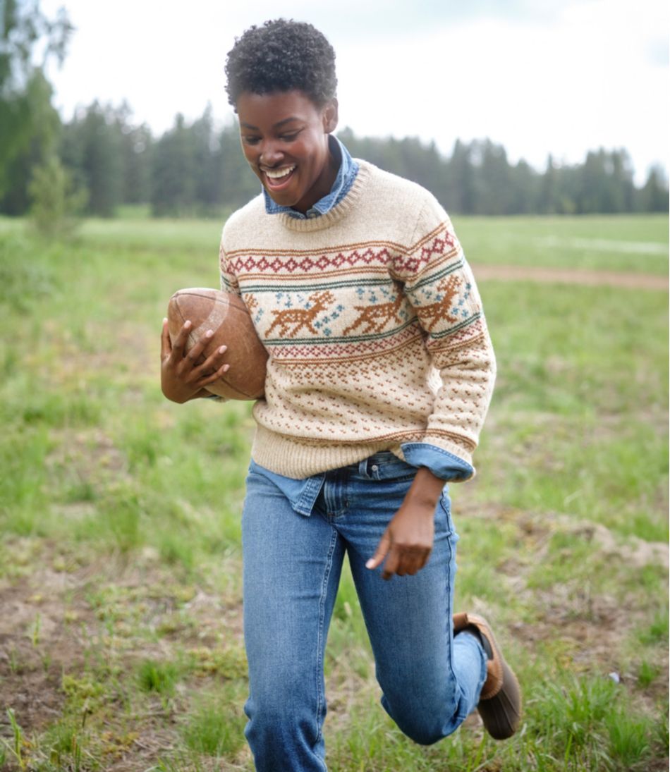 Women's Bean's Classic Ragg Wool Crewneck Intarsia Sweater | L.L.Bean Best Seller