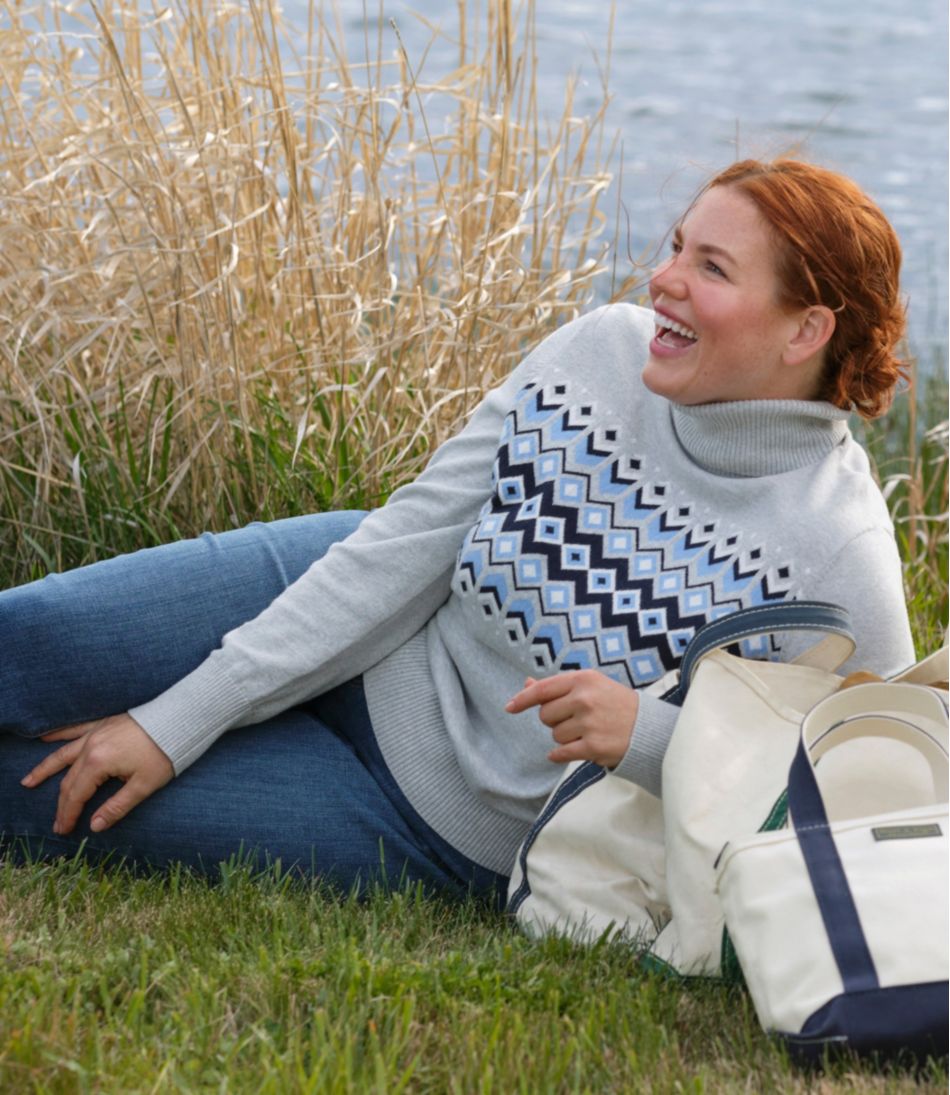 Women's Cotton/Cashmere Sweater, Turtleneck Intarsia | L.L.Bean Recommended