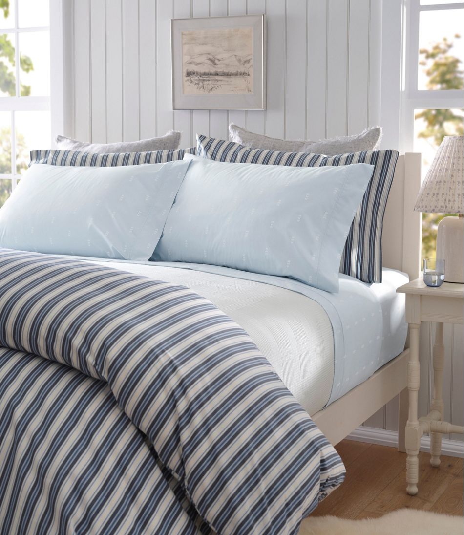 Sunwashed Percale Sheet Collection, Stamped Leaf Print | L.L.Bean Value