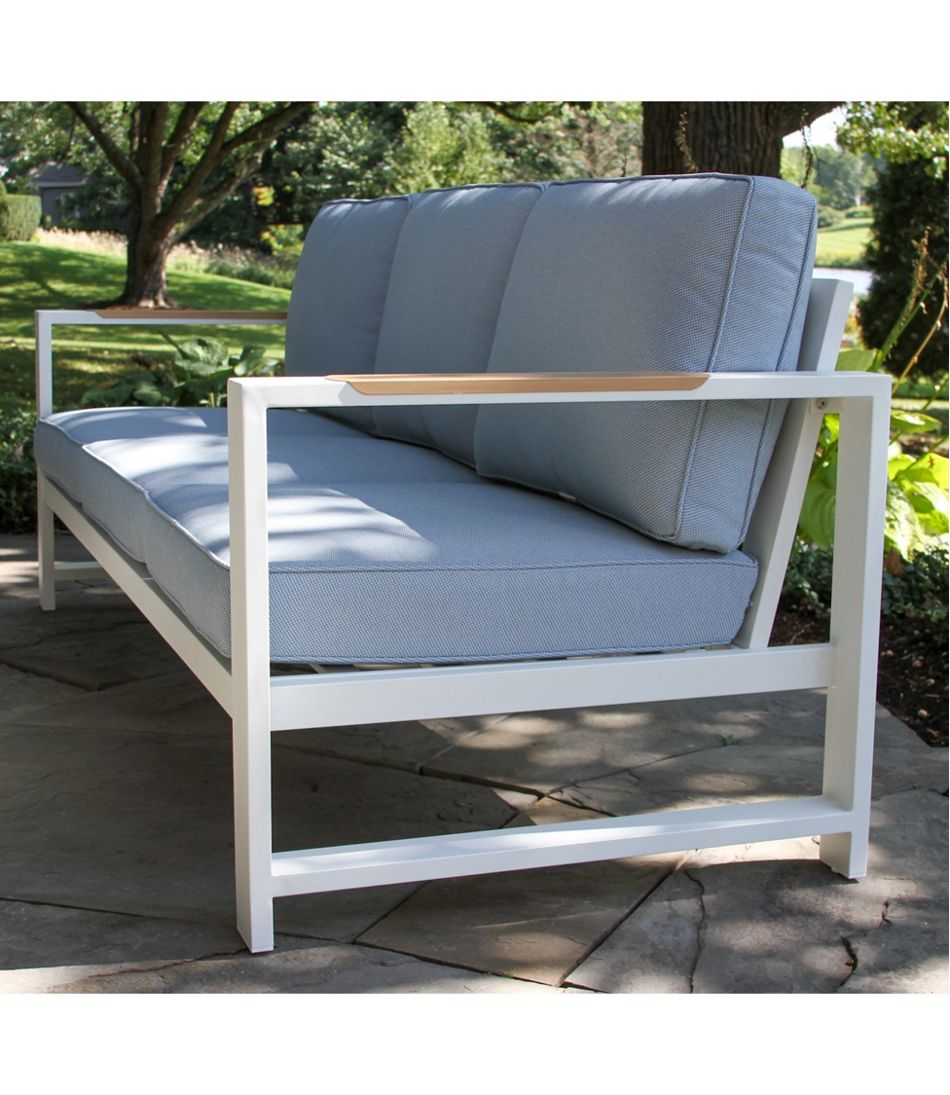 White Aluminum Deep Seating Sofa with Blue Cushions | L.L.Bean Classic