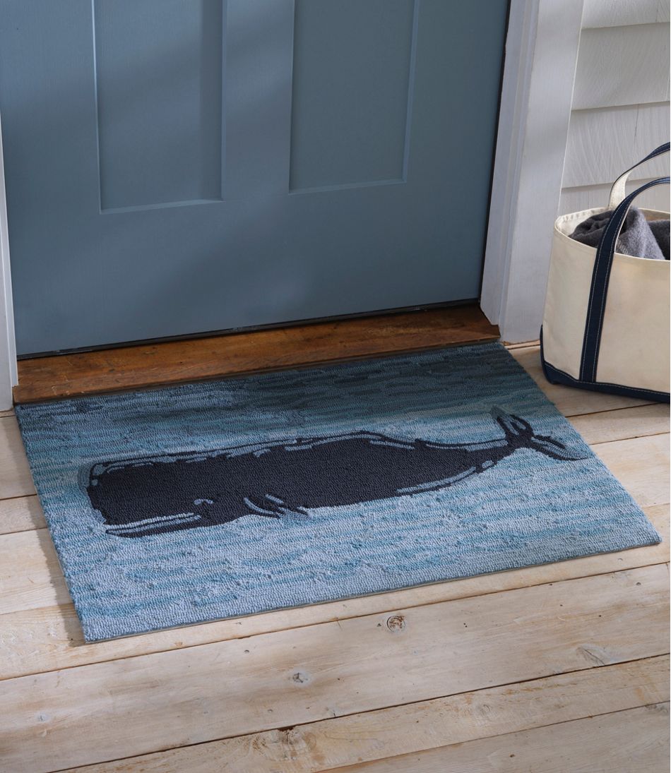 Indoor/Outdoor Vacationland Rug, Coastal Whale | L.L.Bean Recommended