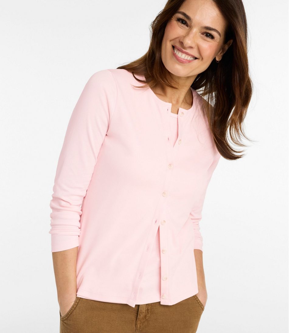 Women's Pima Cotton Tee, Long-Sleeve Crewneck Cardigan | L.L.Bean Classic