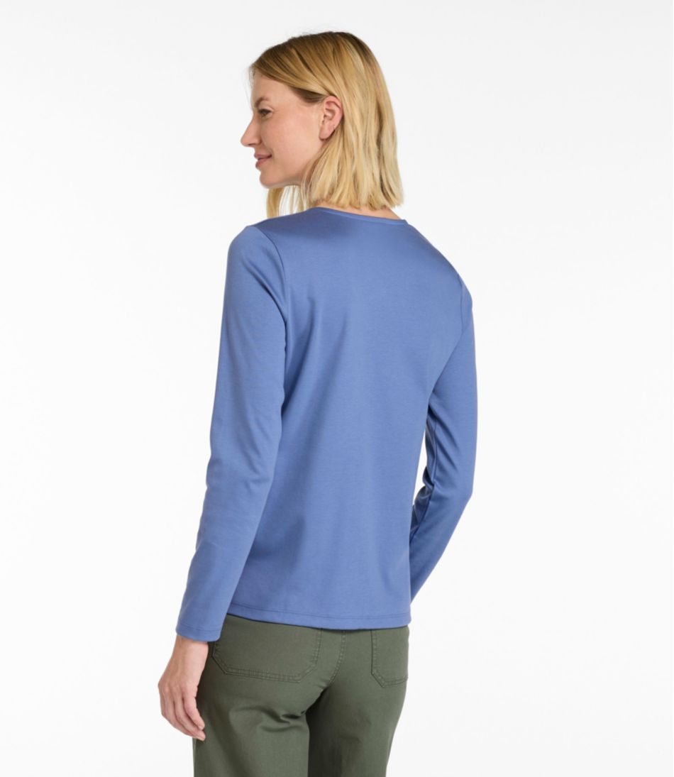 Women's Pima Cotton Tee, Long-Sleeve Crewneck Cardigan | L.L.Bean Classic