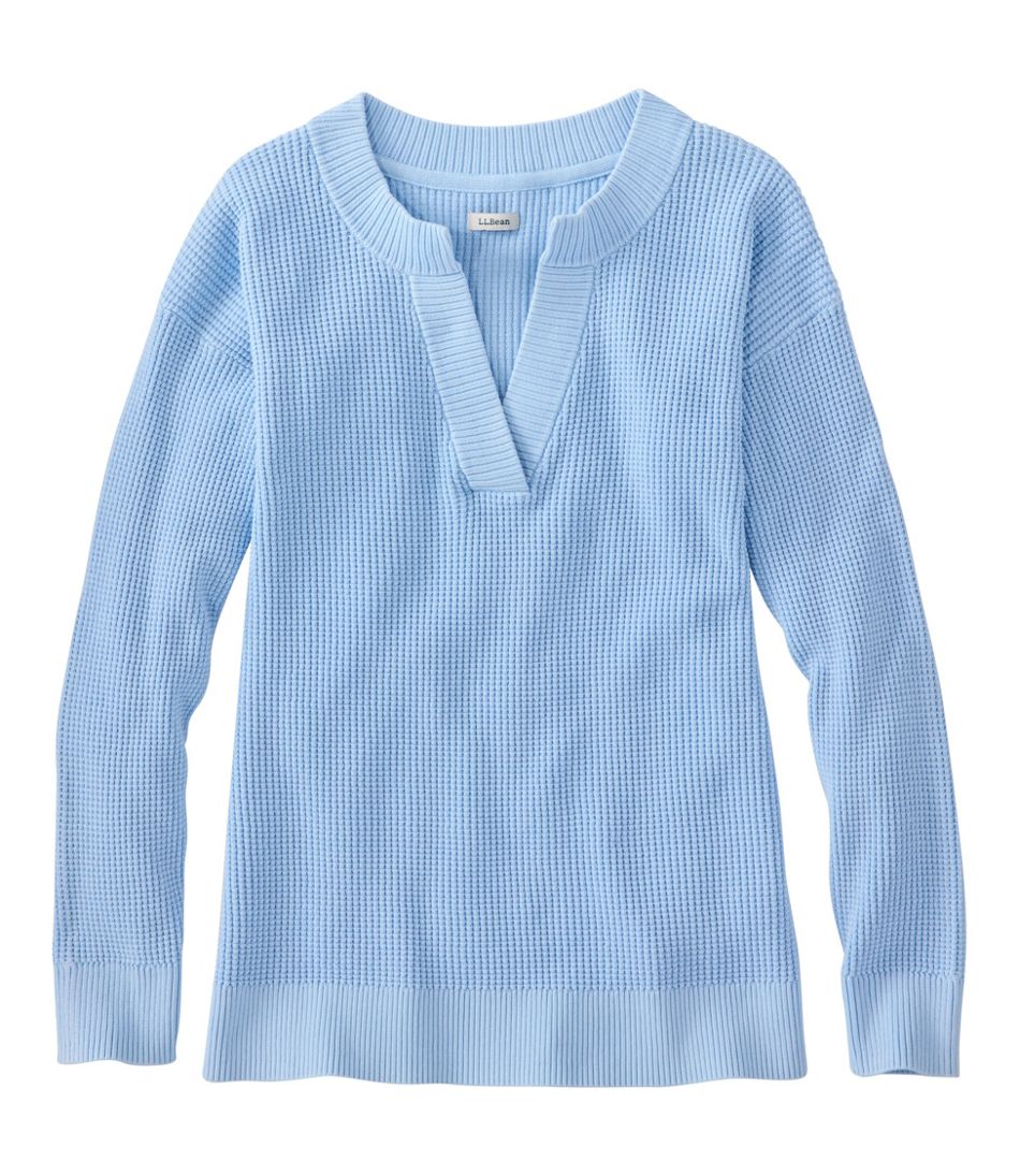 Women's Sunwashed Waffle Sweater, Splitneck | L.L.Bean Everyday