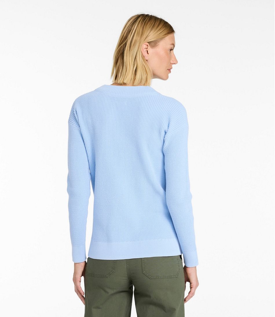Women's Sunwashed Waffle Sweater, Splitneck | L.L.Bean Everyday