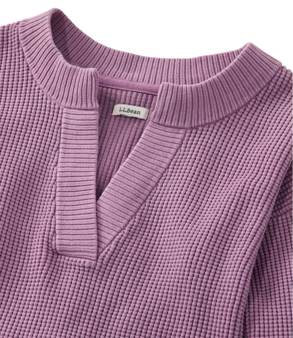 Women's Sunwashed Waffle Sweater, Splitneck | L.L.Bean Everyday