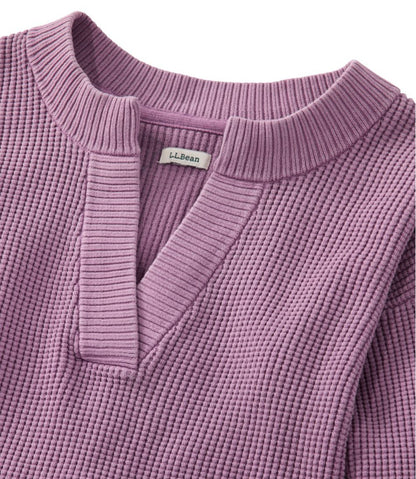 Women's Sunwashed Waffle Sweater, Splitneck | L.L.Bean Everyday