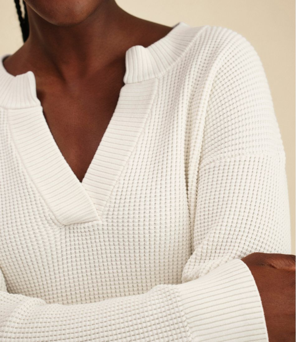 Women's Sunwashed Waffle Sweater, Splitneck | L.L.Bean Everyday