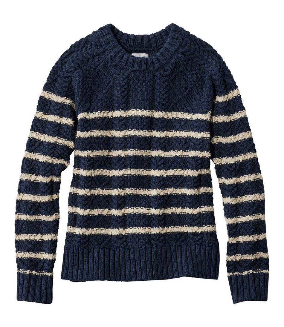 Women's Signature Cotton Fisherman Sweater, Crewneck Stripe | L.L.Bean Value