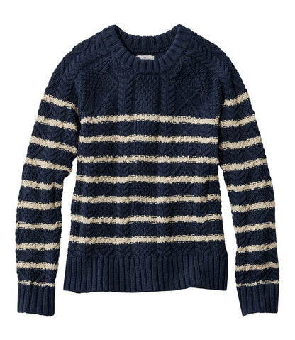 Women's Signature Cotton Fisherman Sweater, Crewneck Stripe | L.L.Bean Value