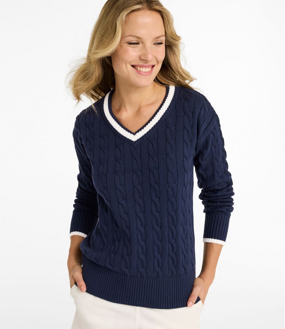 Women's The Original Double L® Sweater, Cable V-Neck | L.L.Bean Best Seller