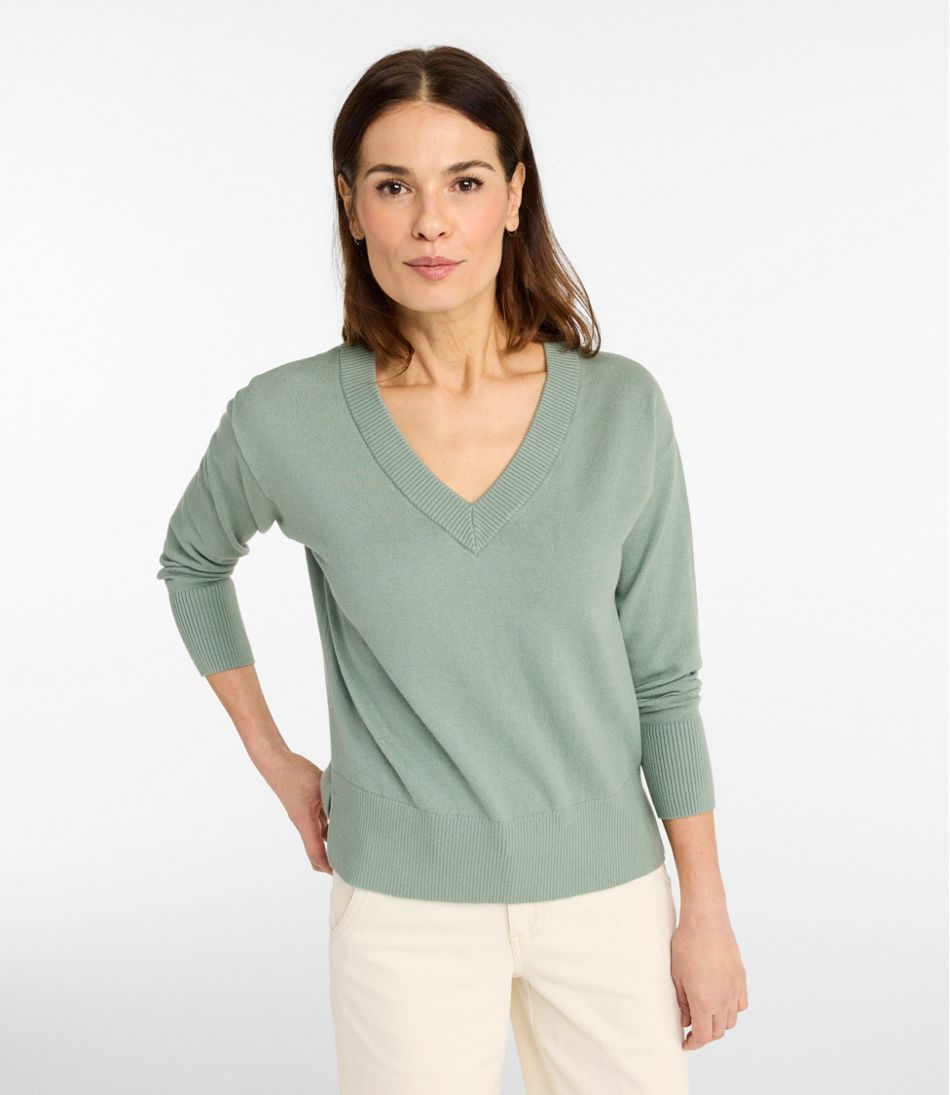 Women's Cotton/Cashmere Sweater, V-Neck | L.L.Bean Featured
