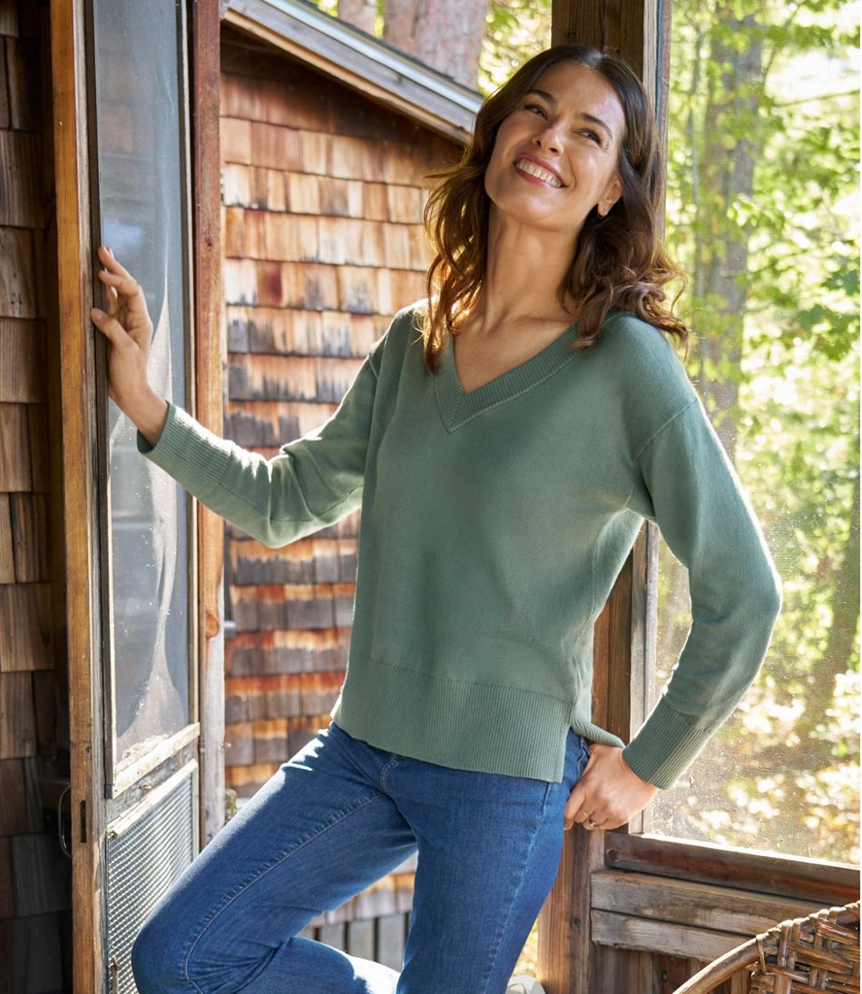 Women's Cotton/Cashmere Sweater, V-Neck | L.L.Bean Featured
