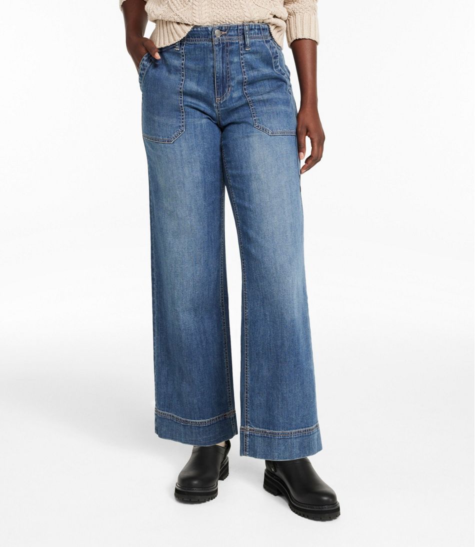 Women's Signature Utility Jeans, Mid-Rise Wide-Leg Ankle | L.L.Bean Recommended