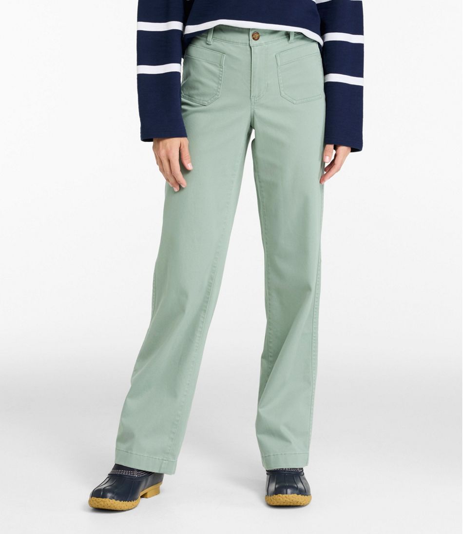 Women's Comfort Stretch Patch Pocket Pants, Mid-Rise Wide Straight-Leg Chino | L.L.Bean Essential