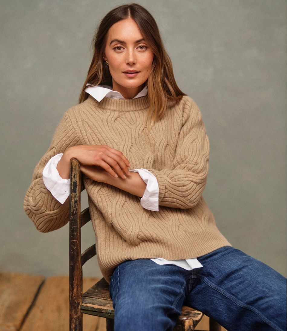 Women's Signature Premium Cashmere Cable Sweater, Crewneck | L.L.Bean Trending