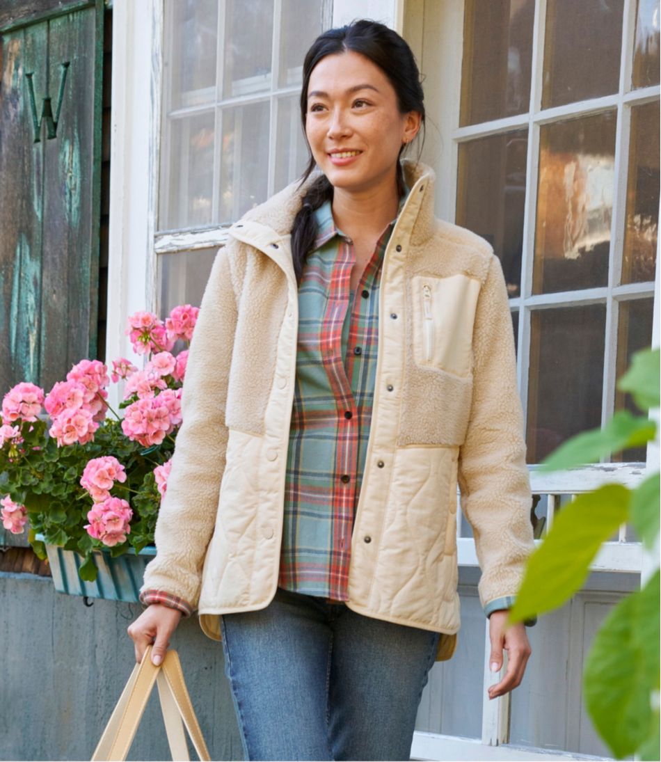 Women's Bean's Mixed Media Sherpa Fleece Jacket | L.L.Bean Best Seller