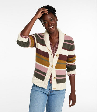 Women's Signature Original Cotton Sweater, Shawl Cardigan Stripe | L.L.Bean Featured