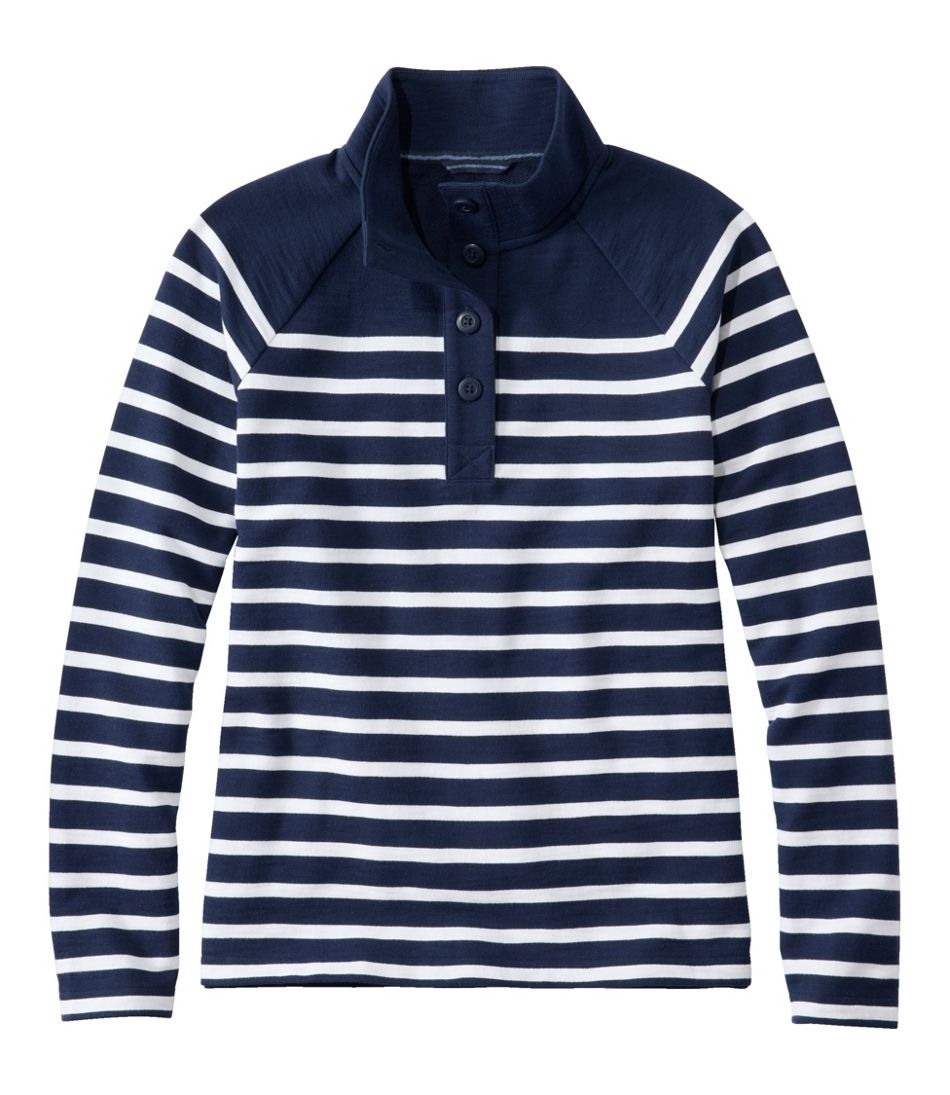 Women's Peaks Island Button Mockneck, Stripe | L.L.Bean Best Seller