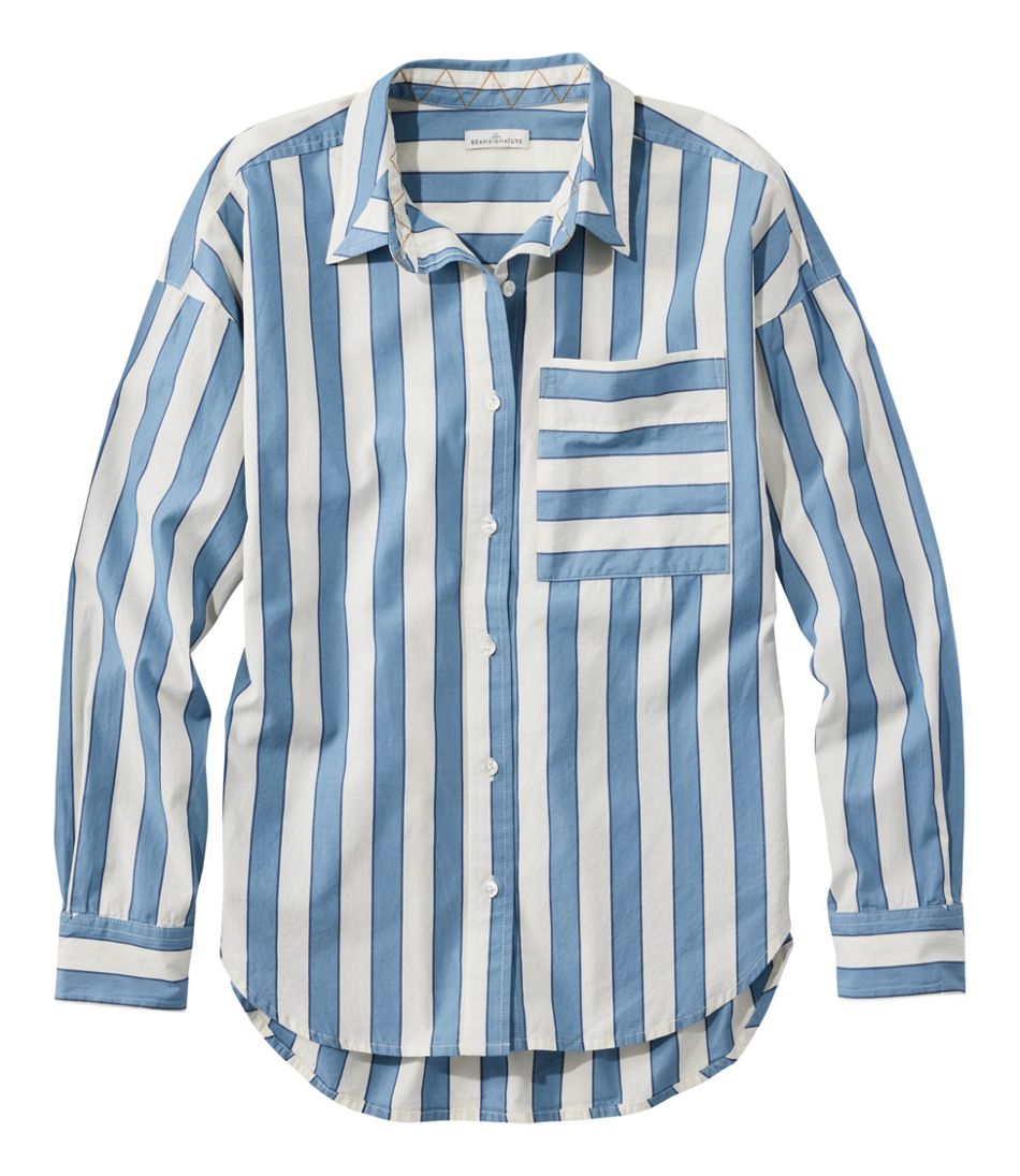 Women's Signature Premium Essential Poplin Shirt, Long-Sleeve Novelty Stripe | L.L.Bean Featured