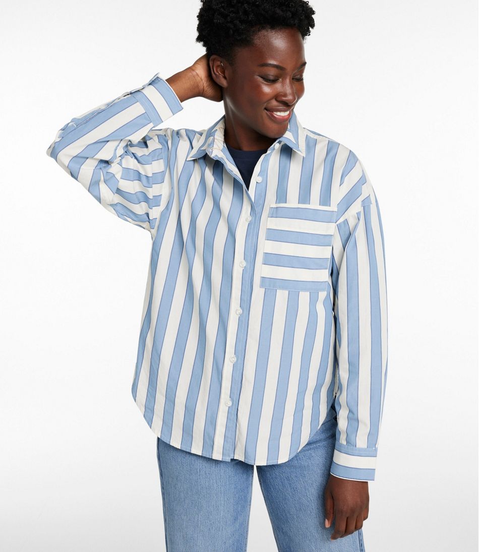 Women's Signature Premium Essential Poplin Shirt, Long-Sleeve Novelty Stripe | L.L.Bean Featured