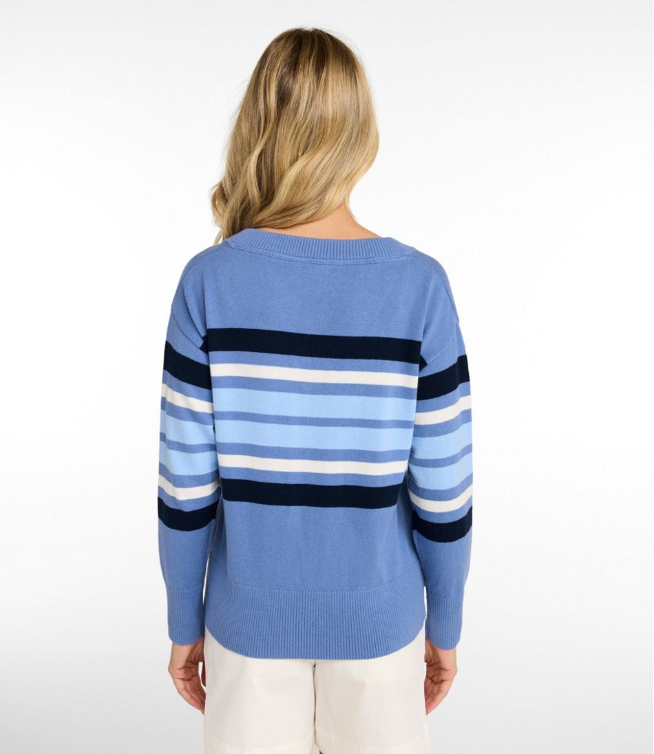 Women's Cotton/Cashmere Sweater, V-Neck Stripe | L.L.Bean Featured