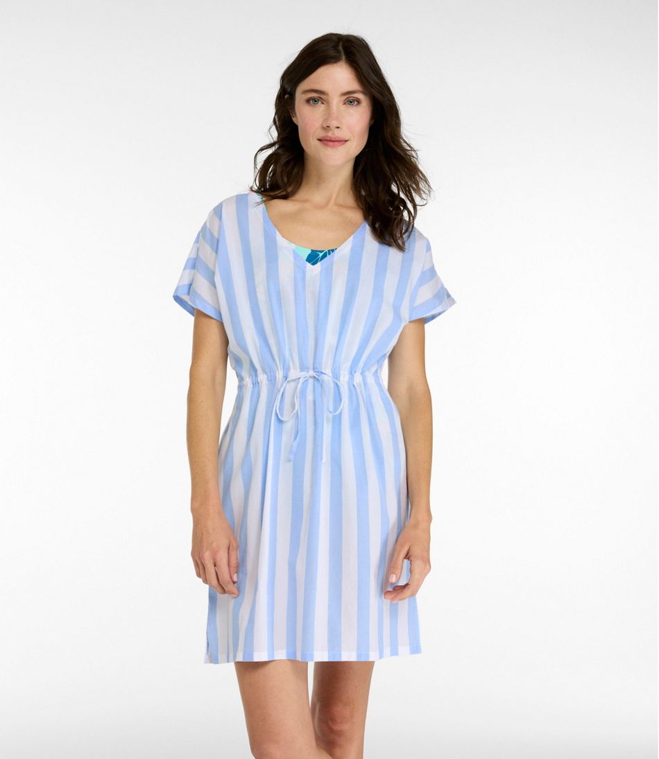 Women's L.L.Bean Coastal Cotton Cover-Up Caftan, Print | L.L.Bean Signature