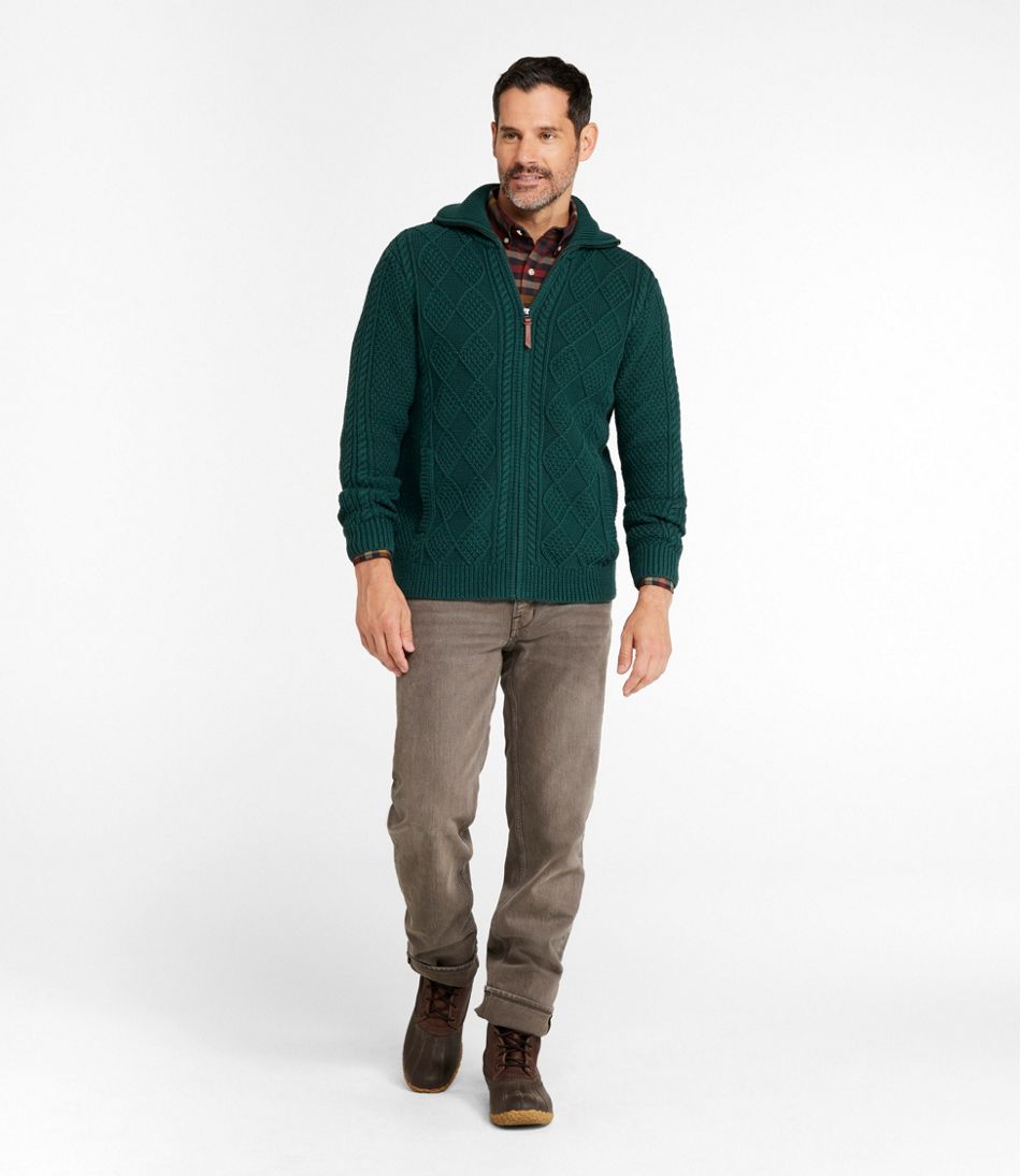 Men's Signature Cotton Fisherman Sweater, Full-Zip | L.L.Bean Everyday