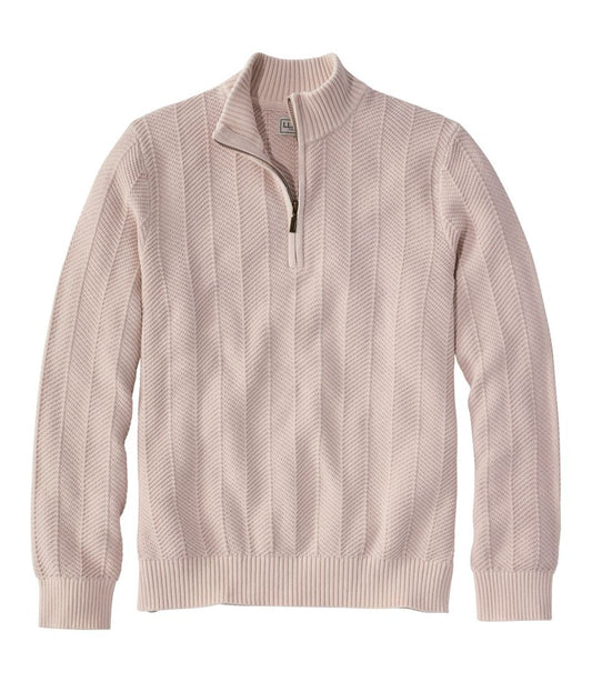 Men's Sunwashed Textured Cotton Sweater, Herringbone 1/4 Zip | L.L.Bean Recommended