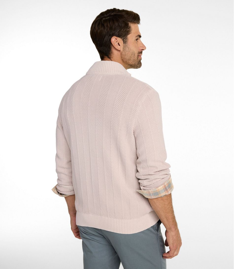 Men's Sunwashed Textured Cotton Sweater, Herringbone 1/4 Zip | L.L.Bean Recommended