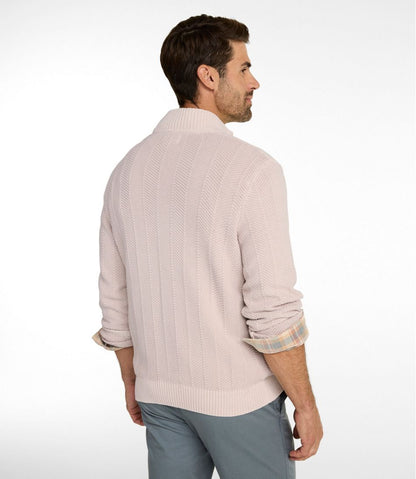 Men's Sunwashed Textured Cotton Sweater, Herringbone 1/4 Zip | L.L.Bean Recommended