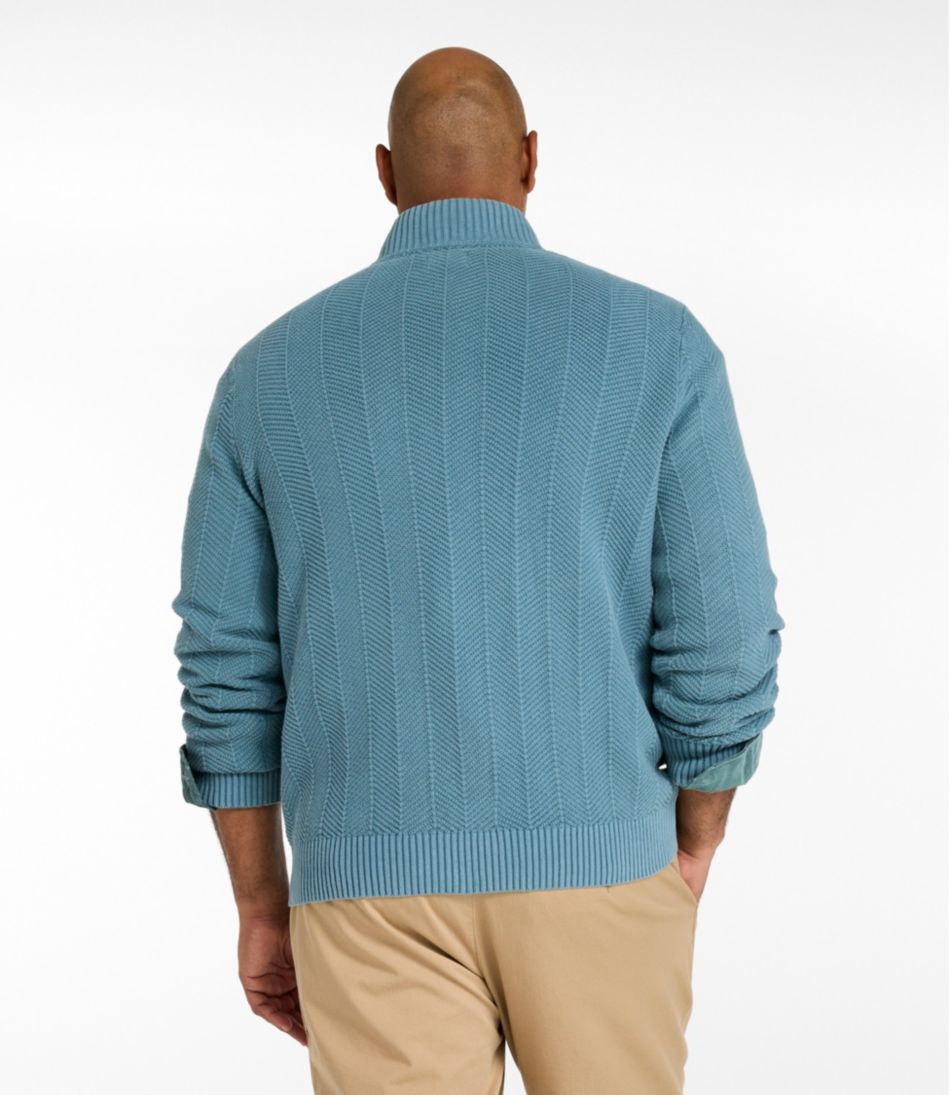Men's Sunwashed Textured Cotton Sweater, Herringbone 1/4 Zip | L.L.Bean Recommended