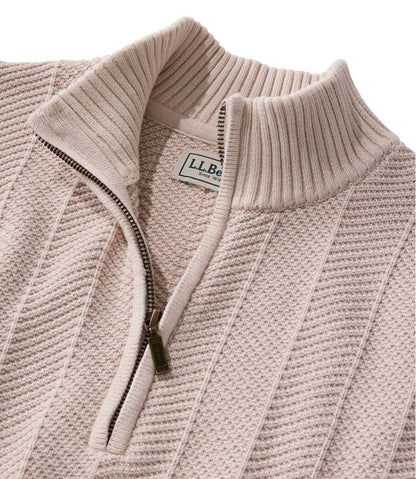 Men's Sunwashed Textured Cotton Sweater, Herringbone 1/4 Zip | L.L.Bean Recommended