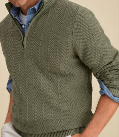 Men's Sunwashed Textured Cotton Sweater, Herringbone 1/4 Zip | L.L.Bean Recommended