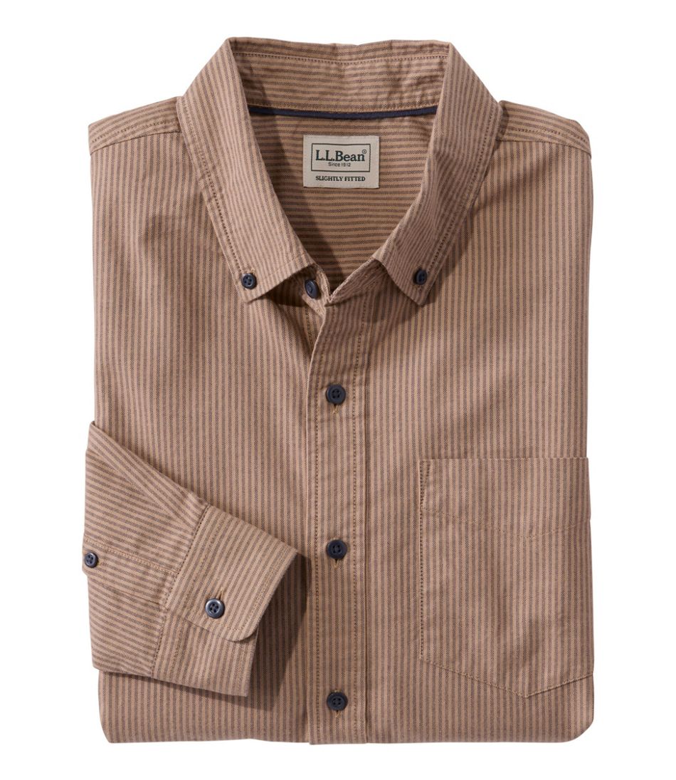 Men's Sunwashed Oxford Shirt, Slightly Fitted Untucked Fit, Stripe | L.L.Bean Value
