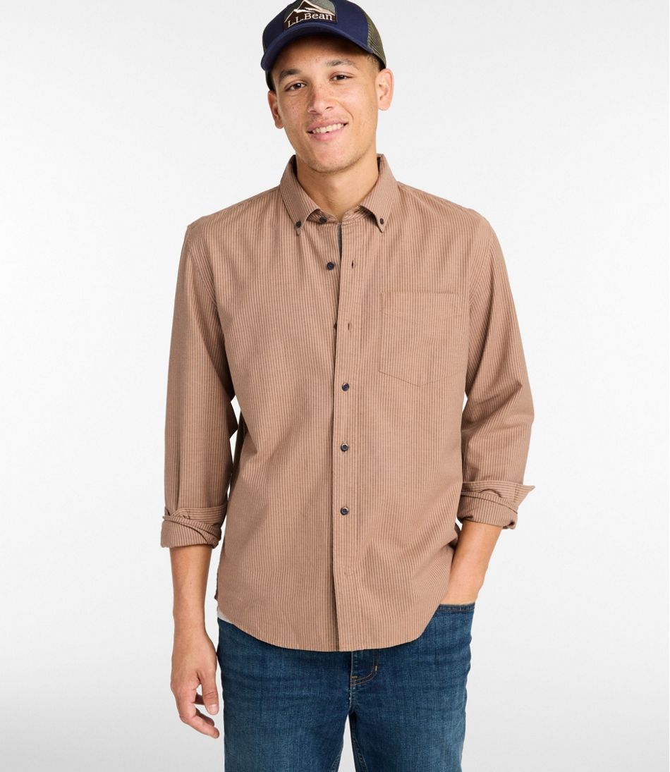 Men's Sunwashed Oxford Shirt, Slightly Fitted Untucked Fit, Stripe | L.L.Bean Value