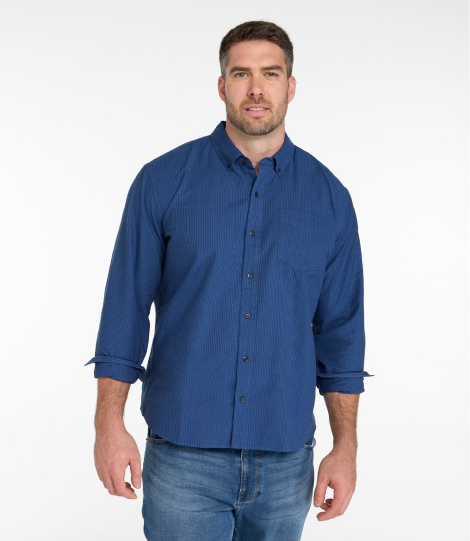 Men's Sunwashed Oxford Shirt, Slightly Fitted Untucked Fit, Stripe | L.L.Bean Value