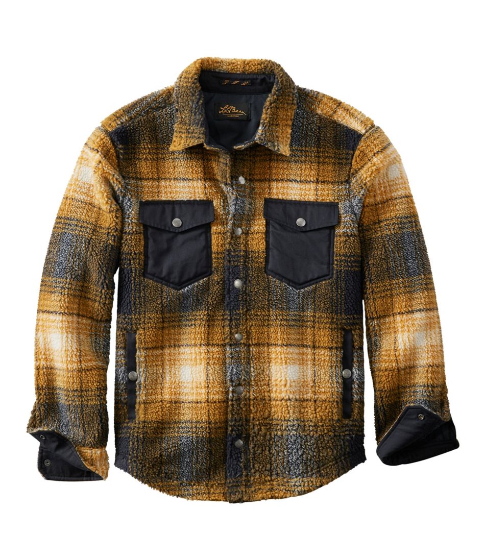Men's Signature Mixed Media Fleece Shirt Jacket, Plaid | L.L.Bean Great Value