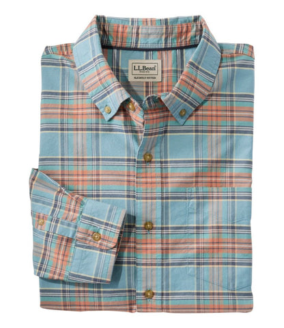 Men's Sunwashed Oxford Shirt, Slightly Fitted Untucked Fit, Plaid | L.L.Bean Latest