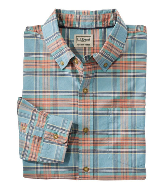 Men's Sunwashed Oxford Shirt, Slightly Fitted Untucked Fit, Plaid | L.L.Bean Latest