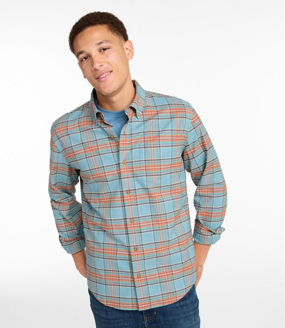 Men's Sunwashed Oxford Shirt, Slightly Fitted Untucked Fit, Plaid | L.L.Bean Latest