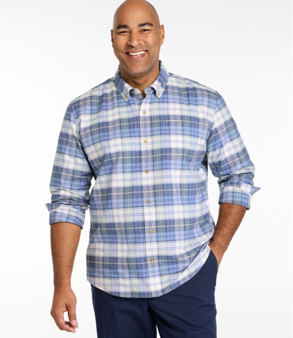 Men's Sunwashed Oxford Shirt, Slightly Fitted Untucked Fit, Plaid | L.L.Bean Latest