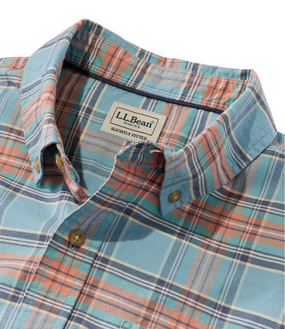 Men's Sunwashed Oxford Shirt, Slightly Fitted Untucked Fit, Plaid | L.L.Bean Latest