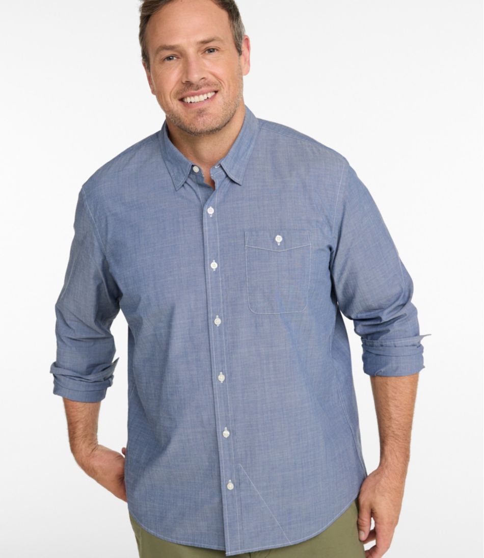 Men's Comfort Stretch Performance® Chambray Shirt, Long-Sleeve, Slightly Fitted Untucked Fit | L.L.Bean Exclusive