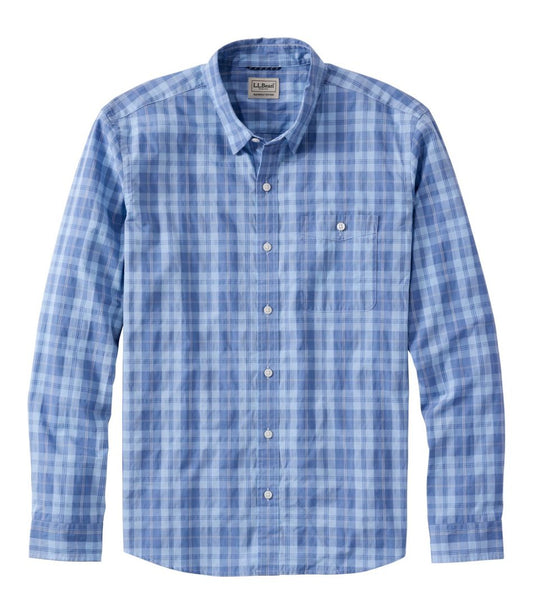 Men's Comfort Stretch Performance® Chambray Shirt, Long-Sleeve, Slightly Fitted Untucked Fit, Plaid | L.L.Bean Essential