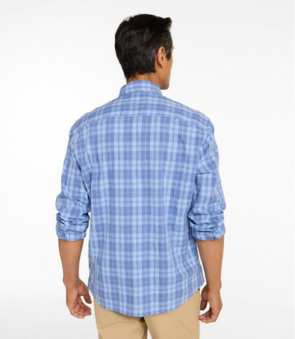 Men's Comfort Stretch Performance® Chambray Shirt, Long-Sleeve, Slightly Fitted Untucked Fit, Plaid | L.L.Bean Essential