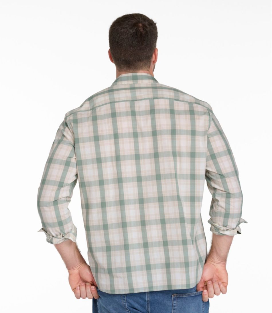 Men's Comfort Stretch Performance® Chambray Shirt, Long-Sleeve, Slightly Fitted Untucked Fit, Plaid | L.L.Bean Essential