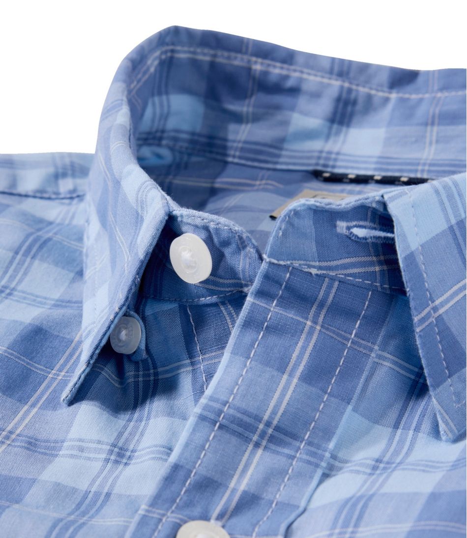Men's Comfort Stretch Performance® Chambray Shirt, Long-Sleeve, Slightly Fitted Untucked Fit, Plaid | L.L.Bean Essential